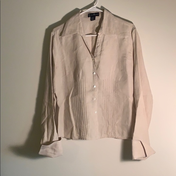 Neutral Linen Button Down - Picture 1 of 8